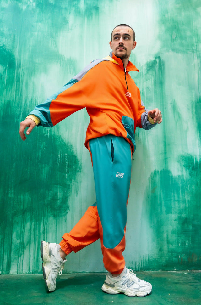 Orange Color Blocking Windbreaker Pants - SewSewYou