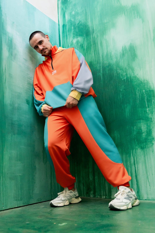 Orange Color Blocking Windbreaker Pants - SewSewYou