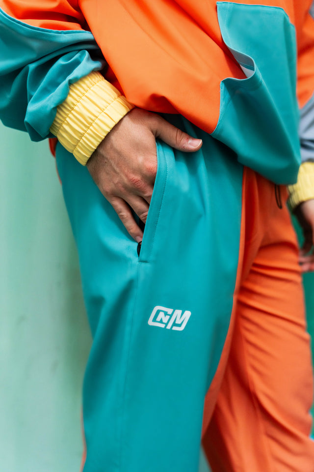 Orange Color Blocking Windbreaker Pants - SewSewYou