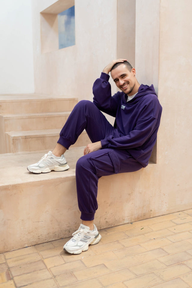 Purple Cargo Sweat Pants - SewSewYou