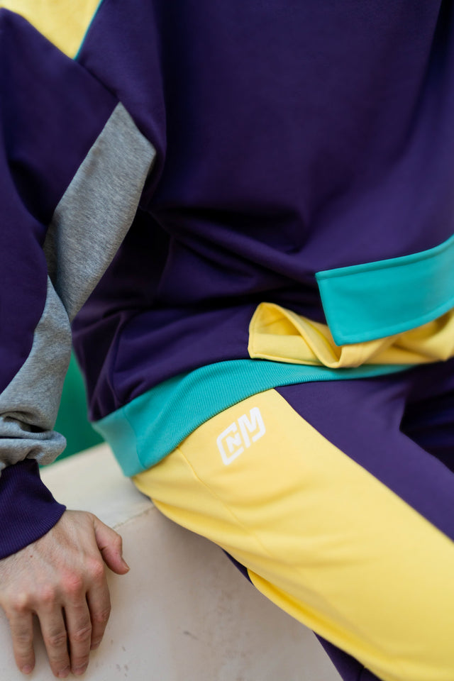 Purple Color Blocking Classic Sweat Pants - SewSewYou