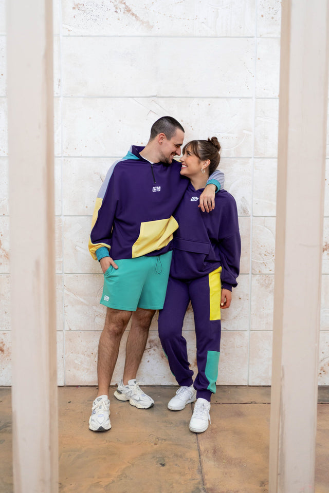 Purple Color Blocking Windbreaker Hoodie - SewSewYou