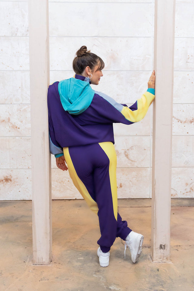 Purple Color Blocking Windbreaker Pants - SewSewYou