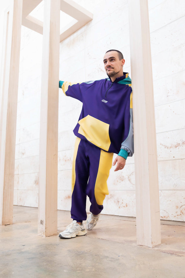 Purple Color Blocking Windbreaker Pants - SewSewYou