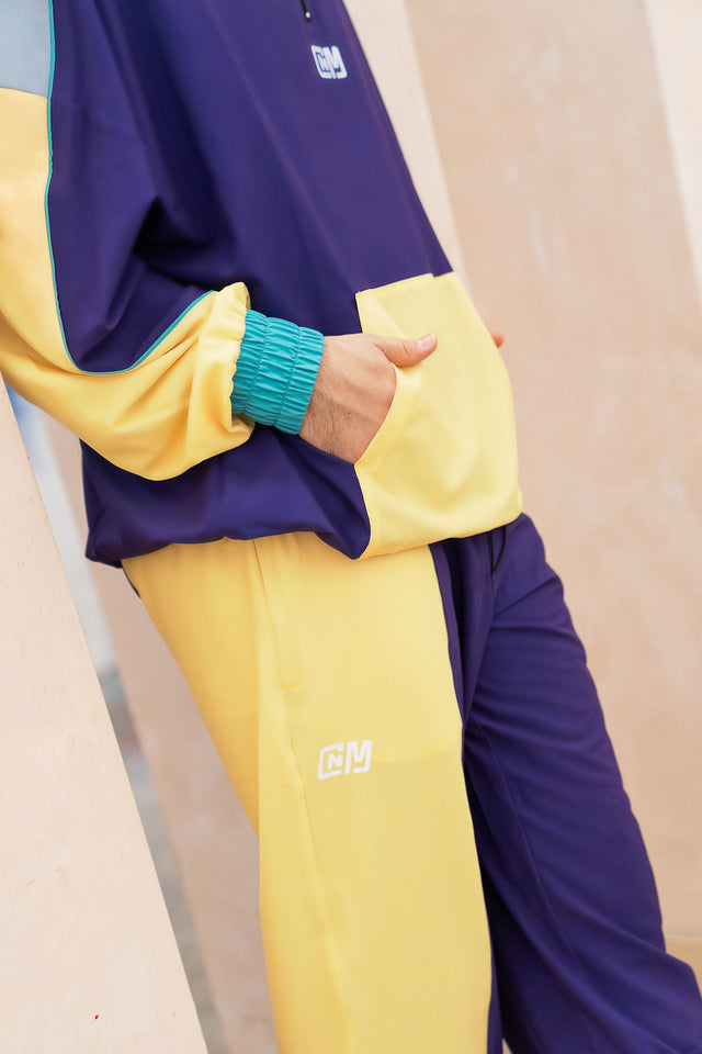 Purple Color Blocking Windbreaker Pants - SewSewYou