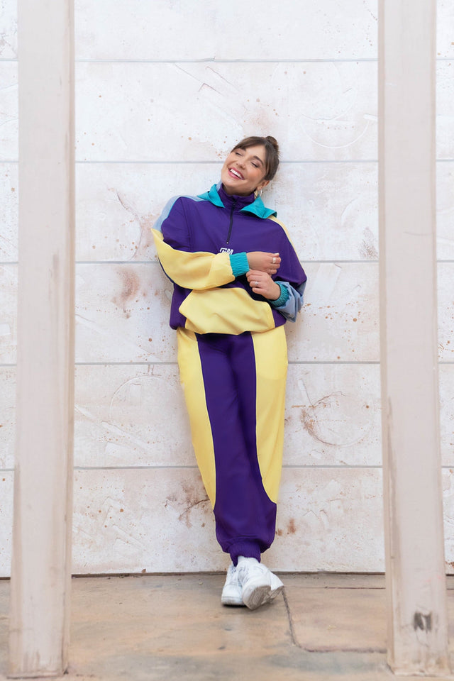 Purple Color Blocking Windbreaker Pants - SewSewYou