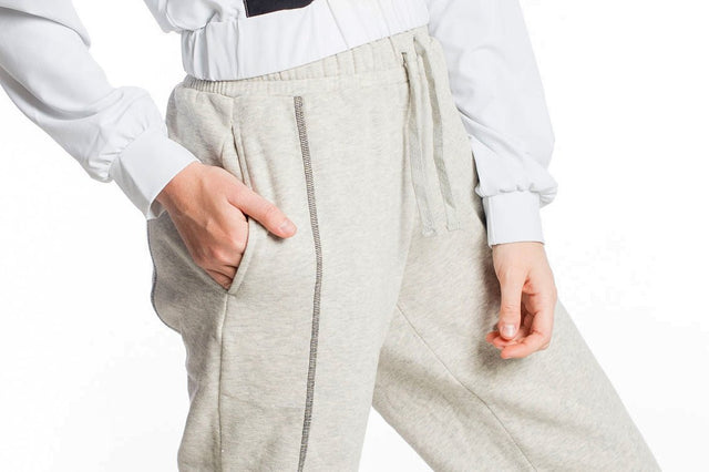 Spread Kindness Grey with Black & Lilac Topstitching Jogger Pants - SewSewYou