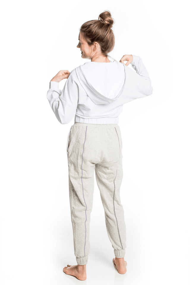 Spread Kindness Grey with Black & Lilac Topstitching Jogger Pants - SewSewYou