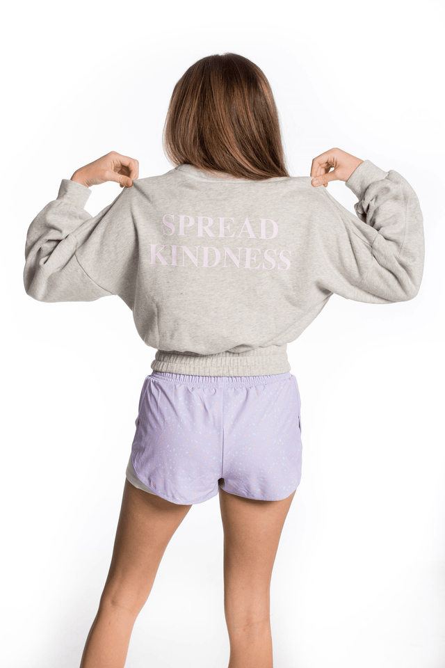 Spread Kindness Printed Lilac Running Shorts - SewSewYou