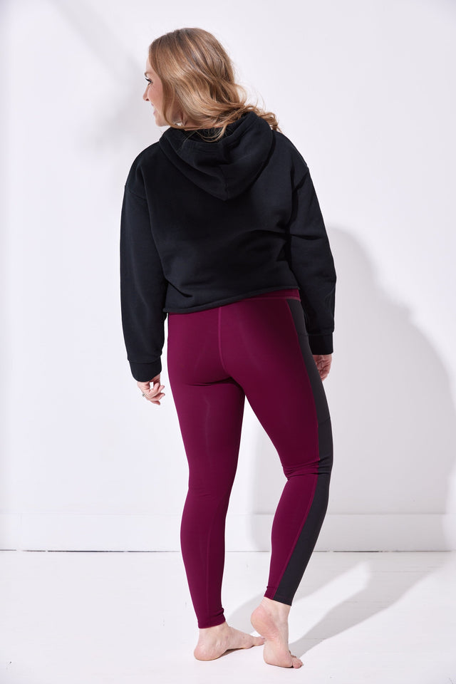 tiktokin.mama AW22 Burgundy+Black Leggings + Side Panel - SewSewYou