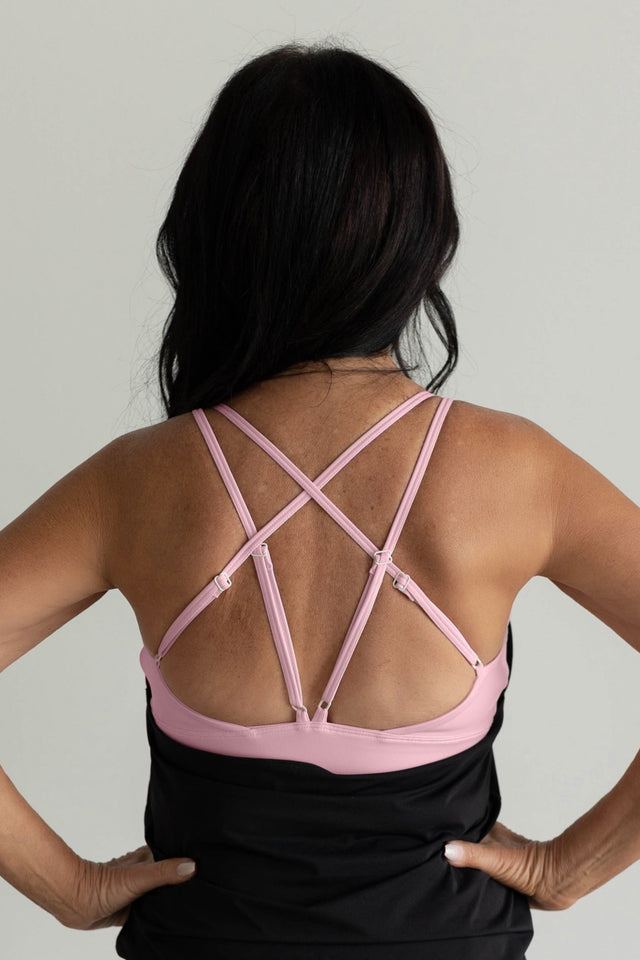 tWinning w/ Dawn & Cher AW22 Black+Pink Sports Bra Tank - SewSewYou