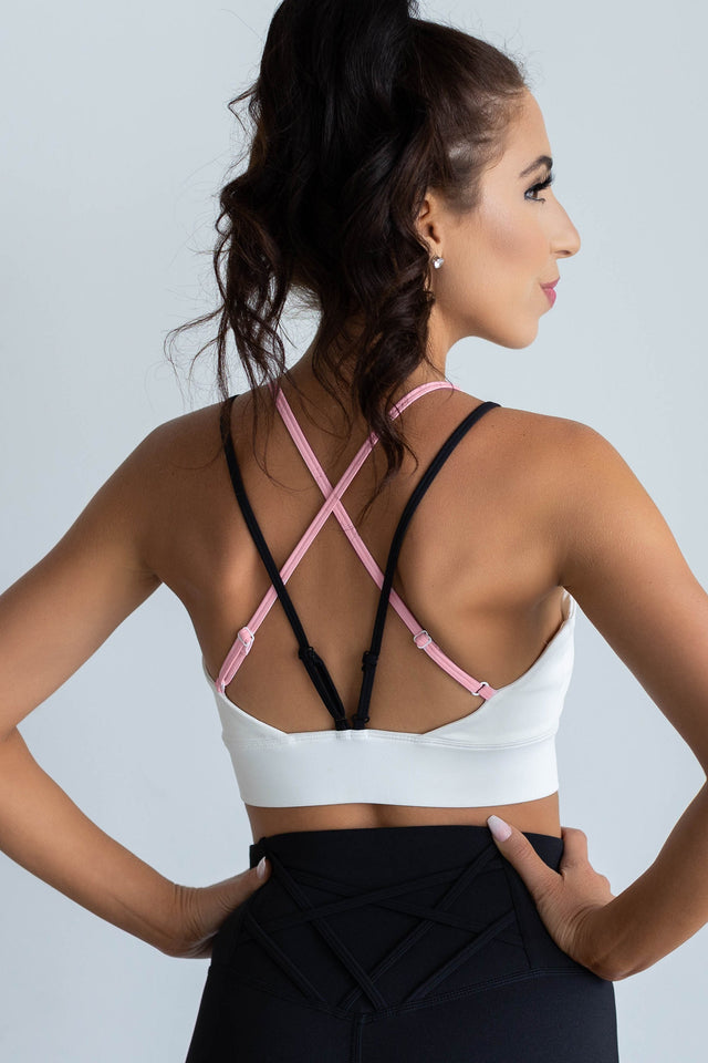 tWinning w/ Dawn & Cher AW22 White+Pink Sports Bra - SewSewYou