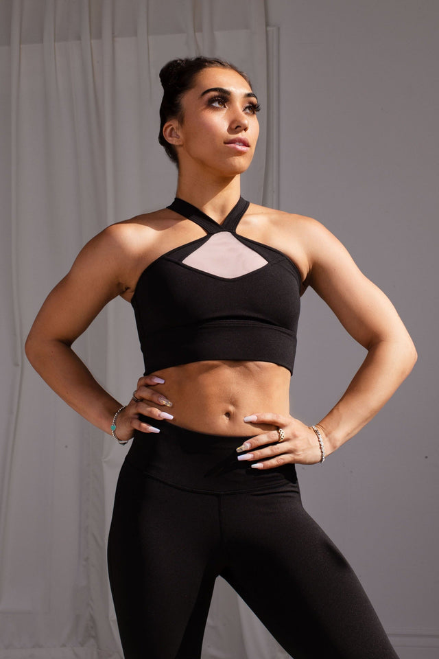 Unstoppable Me SS22 Black + Pink Sports Bra - SewSewYou