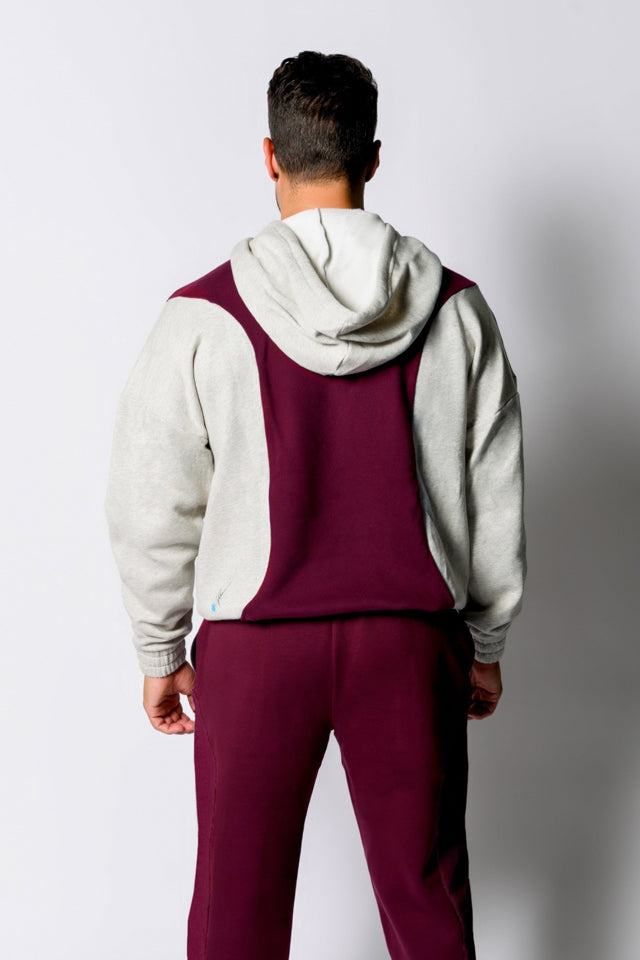 Wine/Lt. Sports Htr. Hoodie - SewSewYou