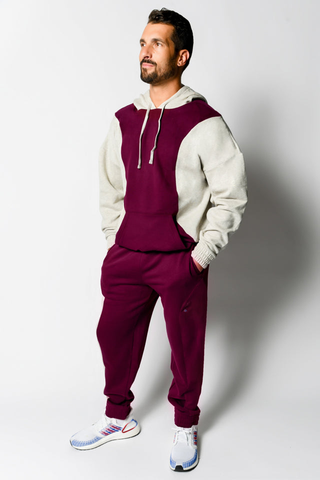 Wine/Lt. Sports Htr. Hoodie - SewSewYou