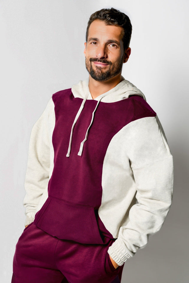 Wine/Lt. Sports Htr. Hoodie - SewSewYou