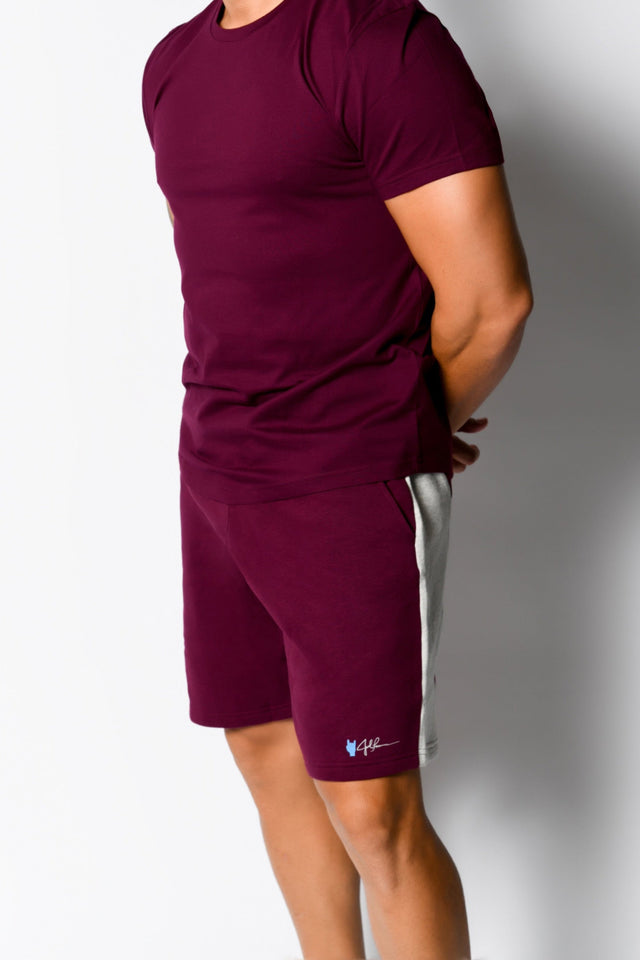 Wine/Lt. Sports Htr. Sweat Shorts - SewSewYou