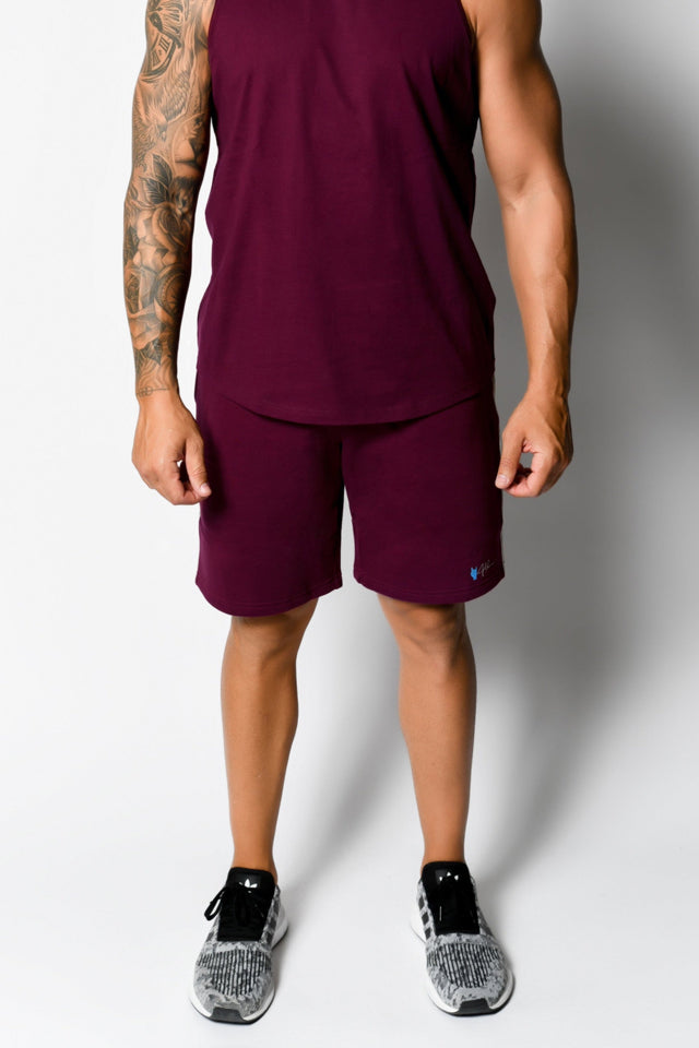 Wine/Lt. Sports Htr. Sweat Shorts - SewSewYou